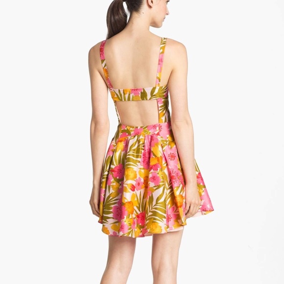 NWOT Silk fit and flare dress in tropic print - Picture 4 of 8